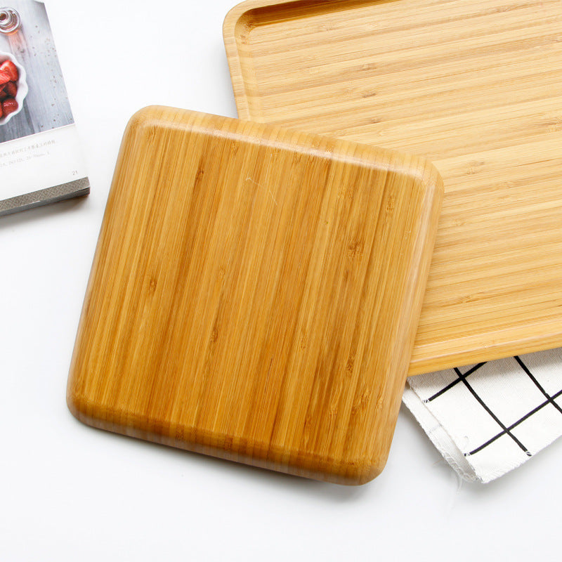 Bamboo square round tray dinner plate