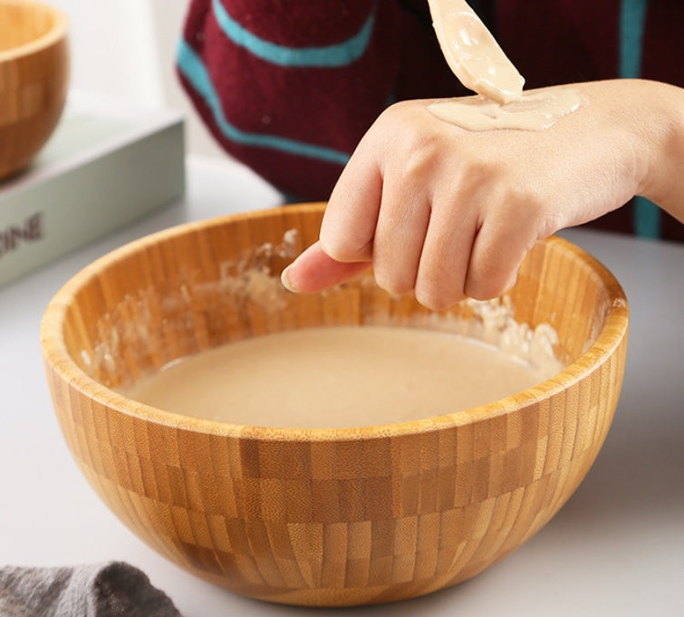 Household Salad Wooden Bowl Stirring Chinese Medicine Mask Bamboo Bowl Bamboo Wooden Large And Noodles Wooden Basin Lettering