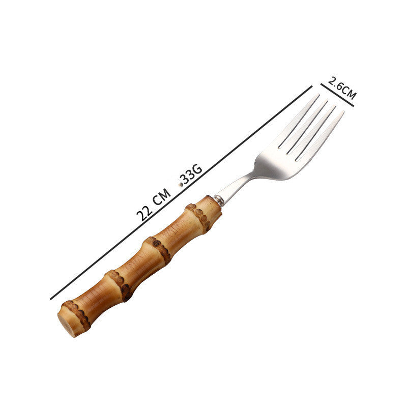 Creative Bamboo Tableware 304 Stainless Steel Steak Cutlery