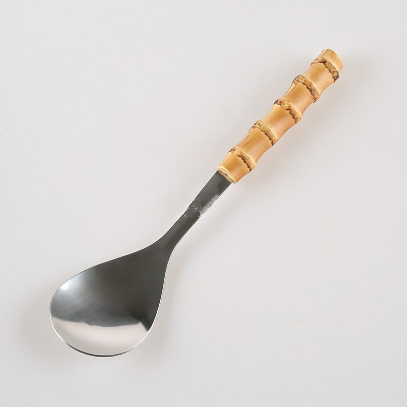 Western Stainless Steel Tableware Bamboo Root Whip With Wooden Handle